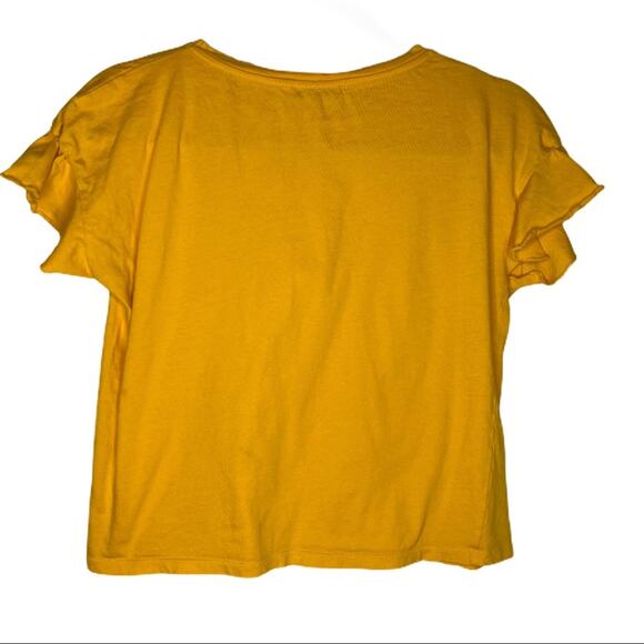 Zara Trafaluc Flutter Sleeve Orange Crop Top Shirt Size Small - Picture 7 of 7